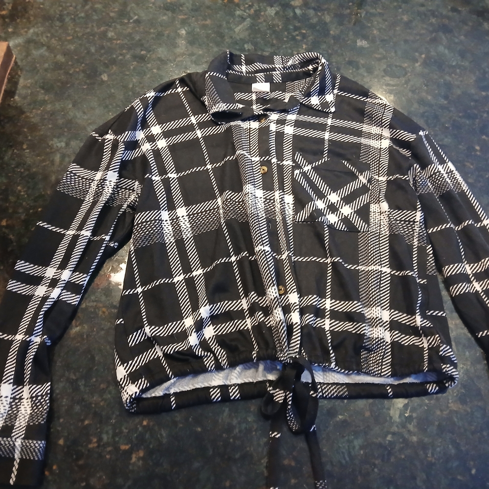 No Boundaries Monochrome Plaid Shirt